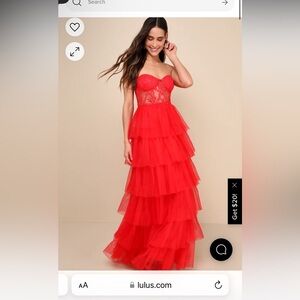 Red tulle lace dress